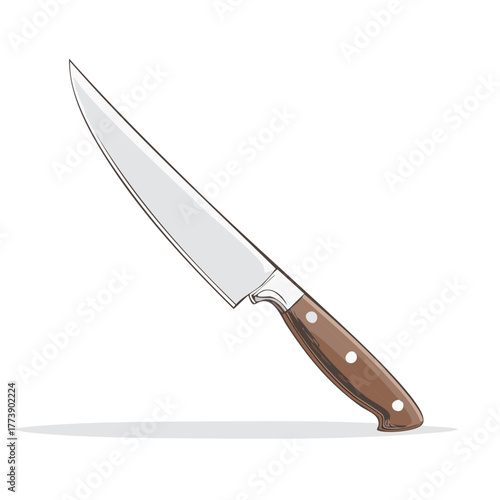 Illustration of a chef's knife. Kitchenware, cutlery design.