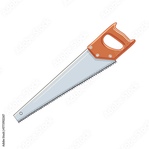 Cartoon hand saw tool vector illustration for woodworking and carpentry projects
