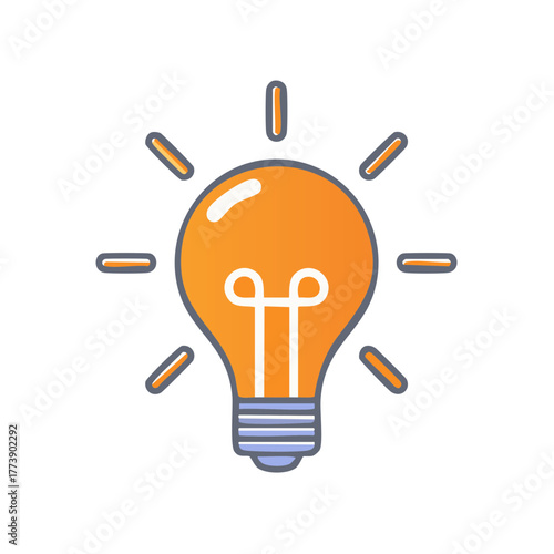 Bright orange lightbulb icon symbolizing a new idea creativity and inspiration vector illustration