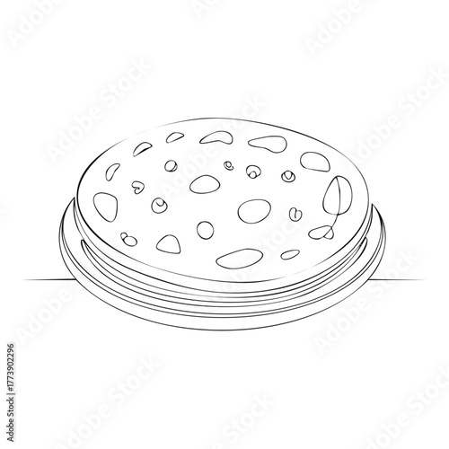 Stack of fresh homemade tortillas or flatbreads continuous line art drawing minimalist illustration