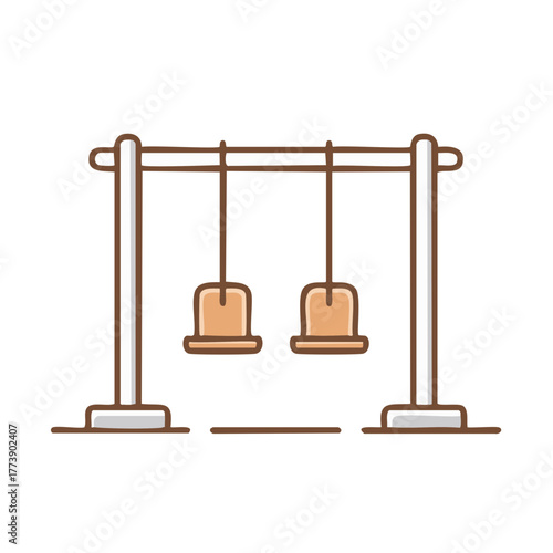 Illustration of Playground Swings with Hanging Seats for Fun Outdoor Activities