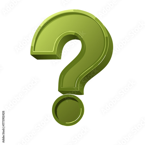 Large Green Question Mark Icon Symbol Posing a Question Problem Decision Asking