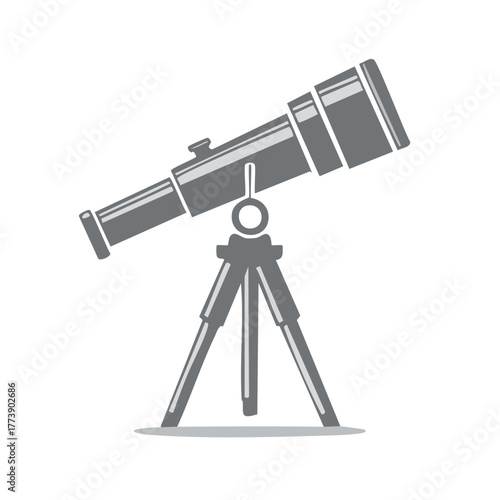 Monochrome Telescope on Tripod Icon Simple Vector Illustration