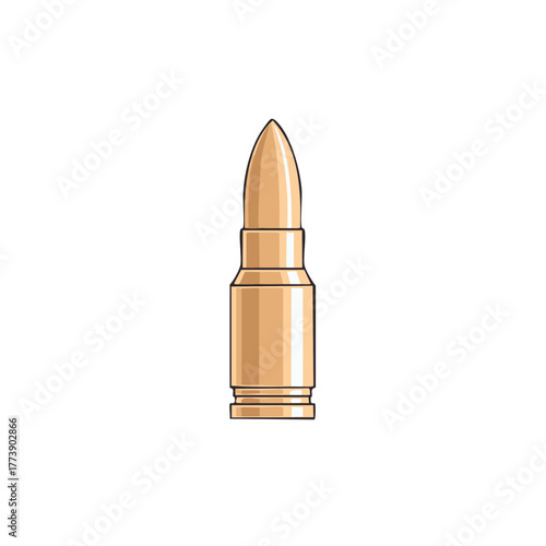 Single golden bullet illustration for ammunition or firearms concepts
