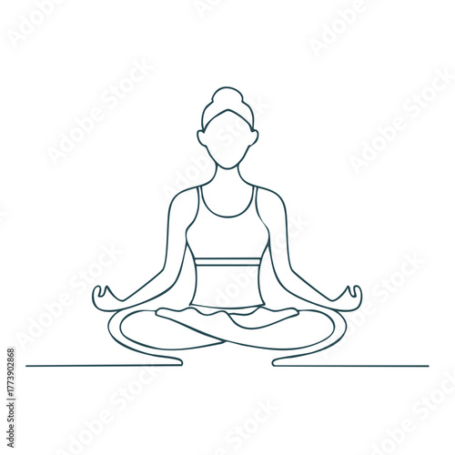 Outline silhouette of a person meditating in a lotus pose with hands in mudra gesture