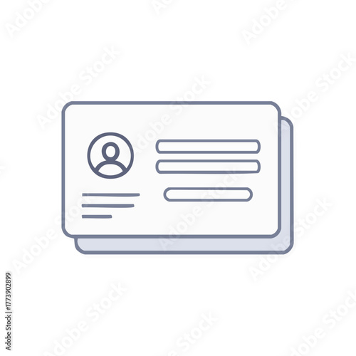 Personal identification card with user avatar and data fields line icon