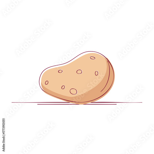 Stylized illustration of a whole raw potato a natural root vegetable food ingredient