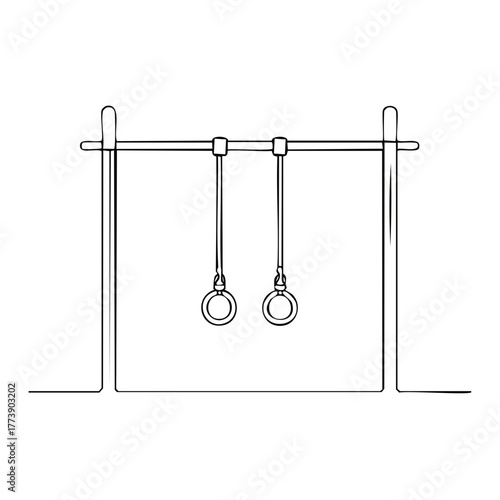 Gymnastic Rings Hanging on Parallel Bar Frame