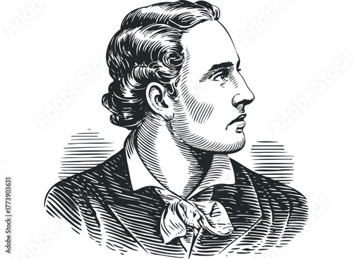 Man in formal wear, head in profile, looking left