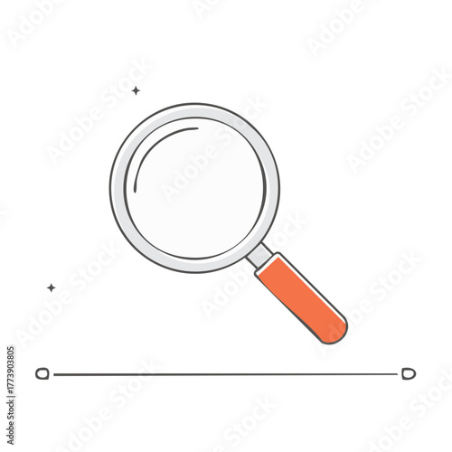 Hand drawn magnifying glass icon for search discovery and analysis
