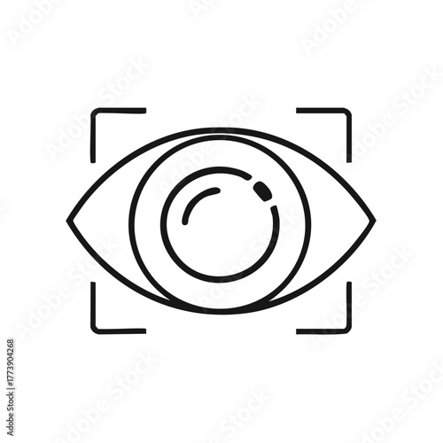 Outline eye scanning biometric identification vision recognition technology icon symbol