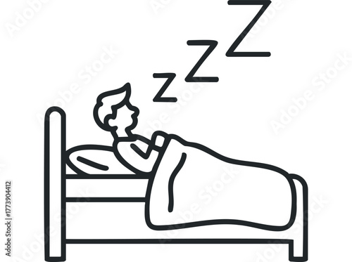 Person sleeping peacefully in a bed with Zzz symbols