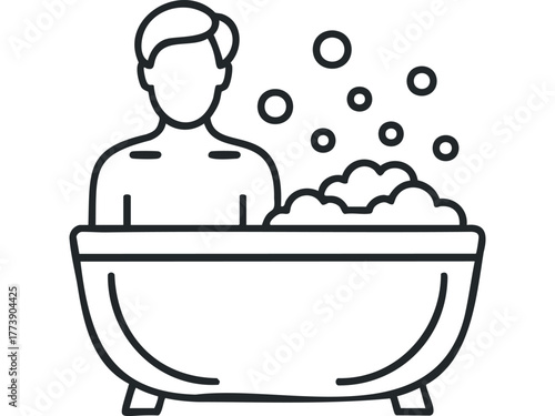 Person Relaxing in a Bubbling Bathtub