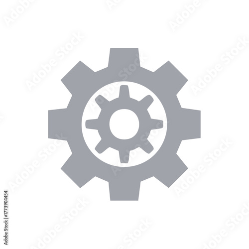 Simple grey gear and cogwheel icon for technology settings and system configuration