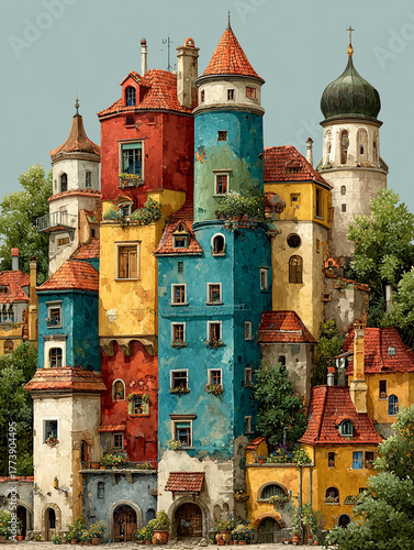 old charming  fairy village