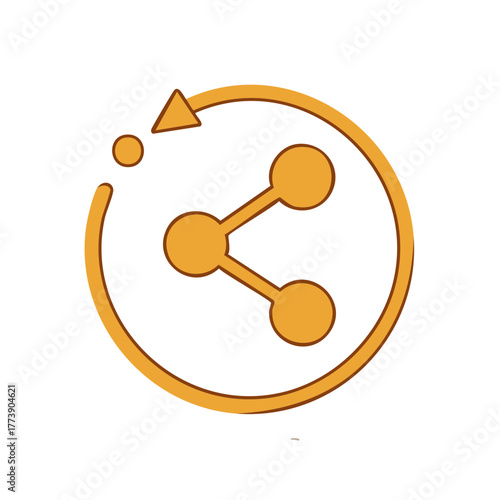 Digital connection icon with three dots and an arrow inside a circle