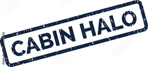 Official blue textured rubber stamp marking Cabin Halo for branding or conceptual messaging