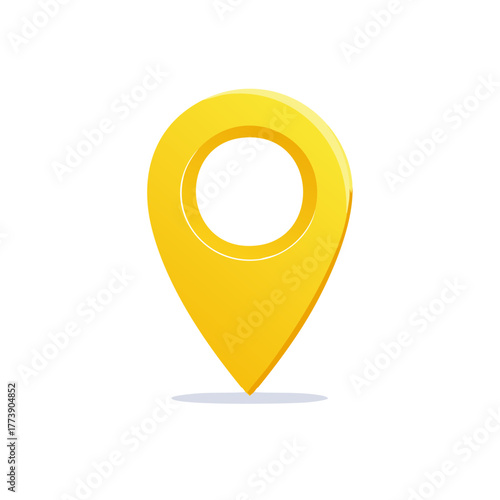 Vibrant yellow location pin pointer for GPS navigation and mapping applications