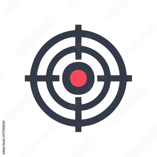 Vector illustration of a target with crosshairs and red bullseye for focus and accuracy