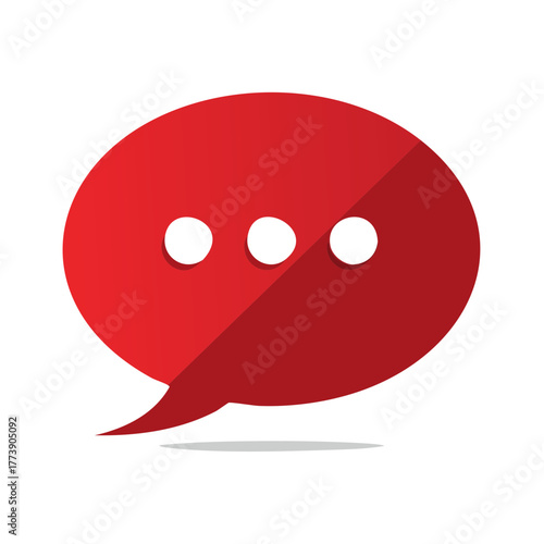 Red conversation bubble with ellipsis and shadow graphic illustration