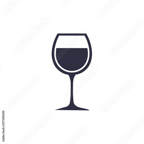 Silhouette Wine Glass Filled with Dark Liquid on White Background