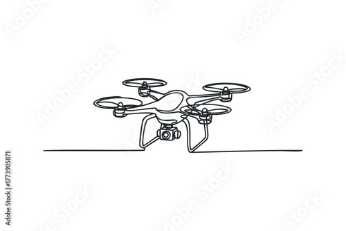 Quadcopter drone with camera rendered in continuous line style