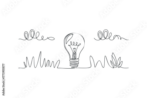 Light bulb idea symbol with abstract scribbles