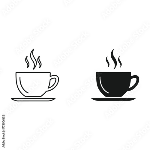 steaming cup of coffee and tea icon illustration