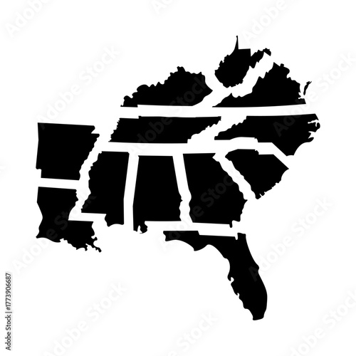 Southeastern United States map silhouette