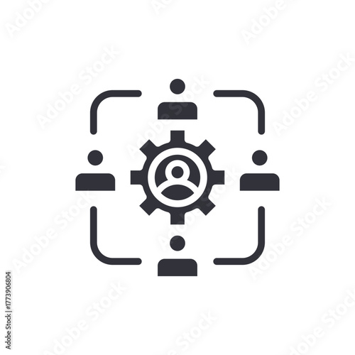 Organization Structure With Cog And People Illustration