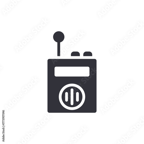 Simple Radio Receiver Icon With Antenna And Buttons