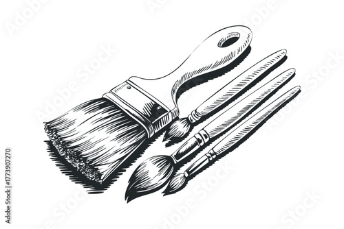 black and white paint brushes drawing clip art preview