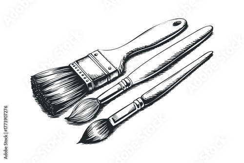 Three Implements for Painting and Drawing in Monochrome