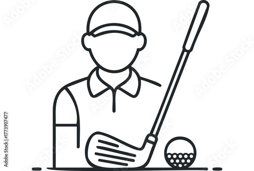 Golfer with Club and Ball Icon
