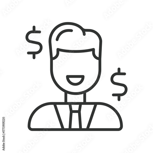 Investor icon in line design. investor, funding, capital, portfolio, profit, dividend, equity on white background vector. Investor editable stroke icon