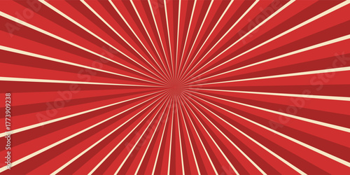 Circus background and spiral retro rays vector pattern. Vintage poster of red white sun or star burst radial lines with grunge texture, circus, carnival, summer fair or chapiteau backdrop