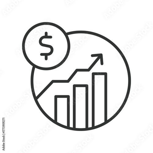 Profit icon in line design. profit, margin, earnings, revenue, growth, KPI, performance on white background vector. Profit editable stroke icon