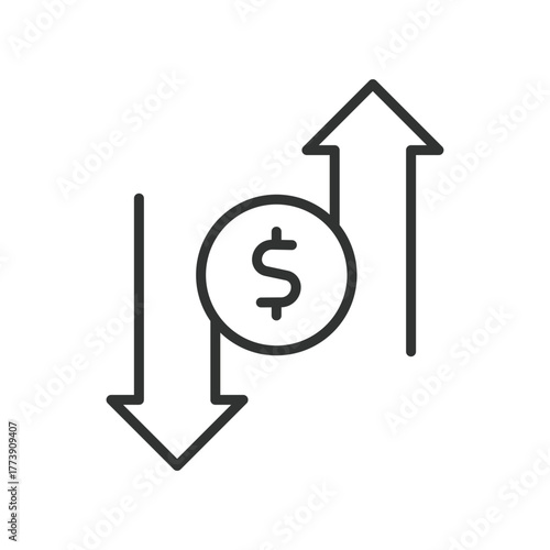 Stock icon in line design. stock, market, price, trend, up down, volatility, trading on white background vector. Stock editable stroke icon