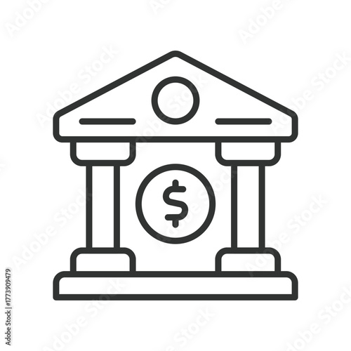 Bank icon in line design. bank, institution, finance, savings, branch, account, service on white background vector. Bank editable stroke icon