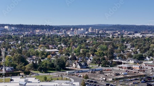 Drone view into town