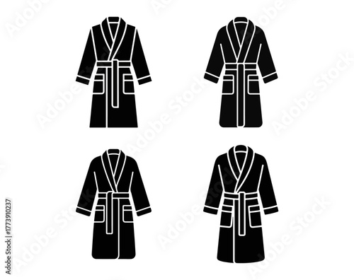 Essential collection of comfortable and luxurious loungewear, featuring various classic bathrobe designs perfect for a relaxing home spa experience or everyday post-bath comfort and leisure