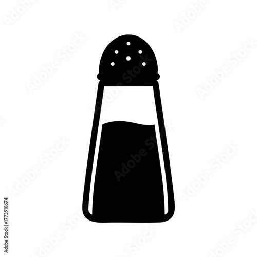 Minimalist black and white illustration of a salt shaker icon design