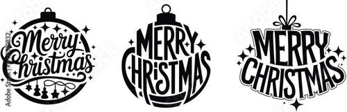 Merry Christmas Typography Ornament Design, Vector illustration