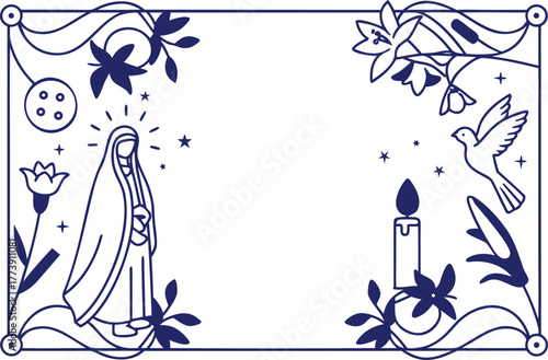 Immaculate Conception Celebration in Chile. Chile Religious Holiday Illustration. Catholic Festival Design of Chile. Virgin Mary Celebration Artwork. Chilean Religious Tradition Design