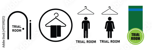 Trial room icon set. vector and illustrations