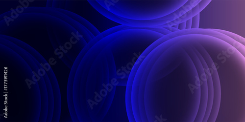 Gradient abstract background with glowing 3d glass spheres. Vector illustration.