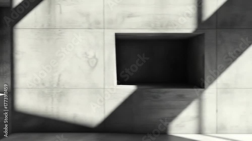 Abstract concrete interior with dramatic shadows and architectural details