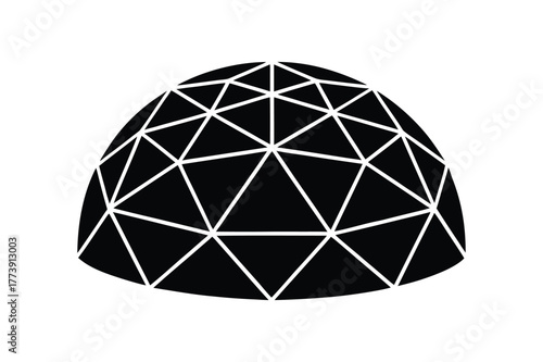 A geodesic dome silhouette vector art illustration