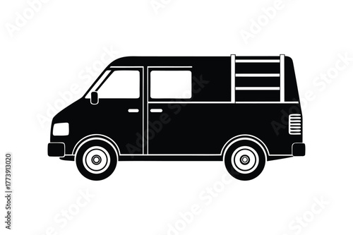 Wallpaper Mural A utility van with ladder silhouette vector art illustration Torontodigital.ca