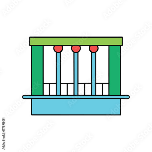 Colorful balcony vector art illustration